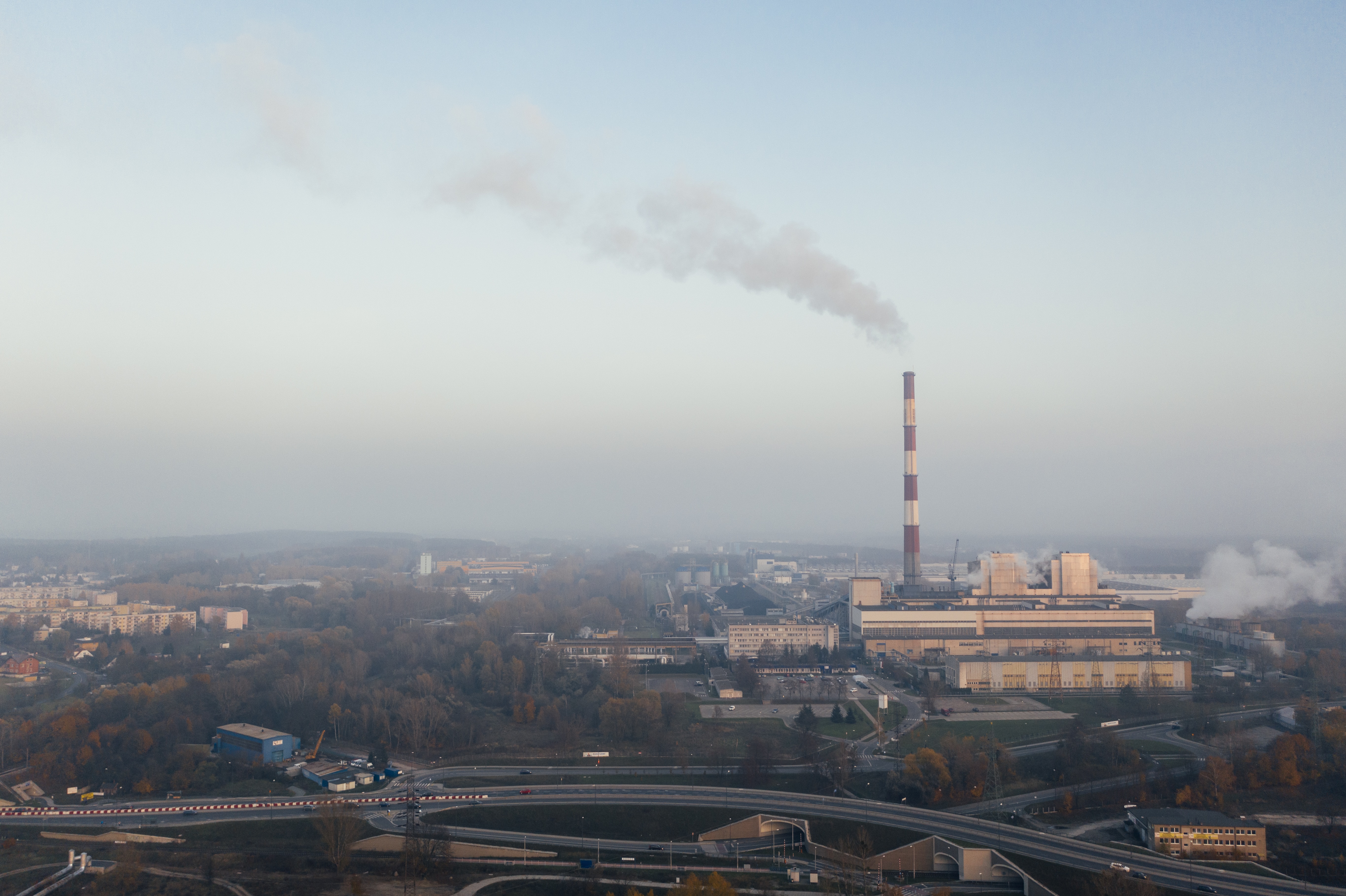 A picture of CO2 emissions in the air, business can stop global warming